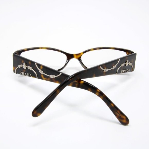 Prada Signature Havana Eyeglasses With Chrome Hardware Prescription Glasses - Picture 4 of 6